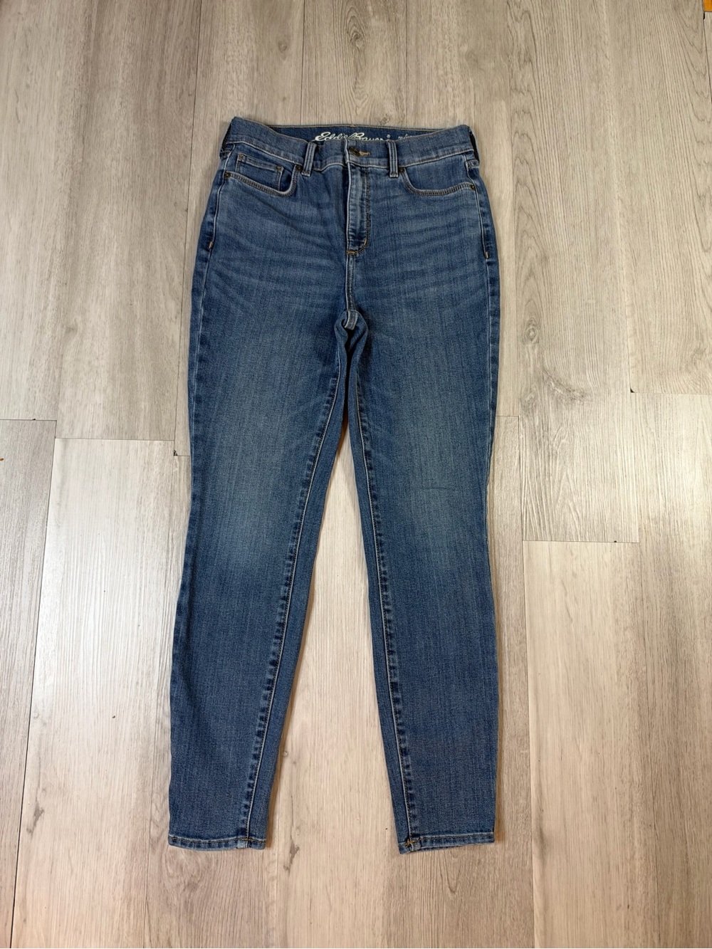 Eddie Bauer Slightly Curvy High Rise Skinny Jeans Blue Medium Wash Stretch sz 4.